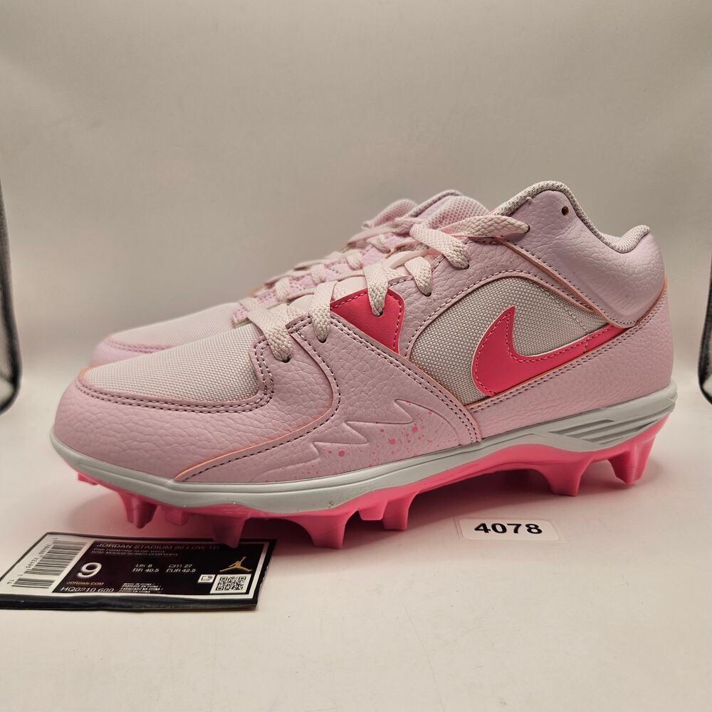 NIKE JORDAN MEN'S 9 STADIUM 90 LOW TD FOOTBALL CLEATS PINK FOAM NWOB HQ0210-600